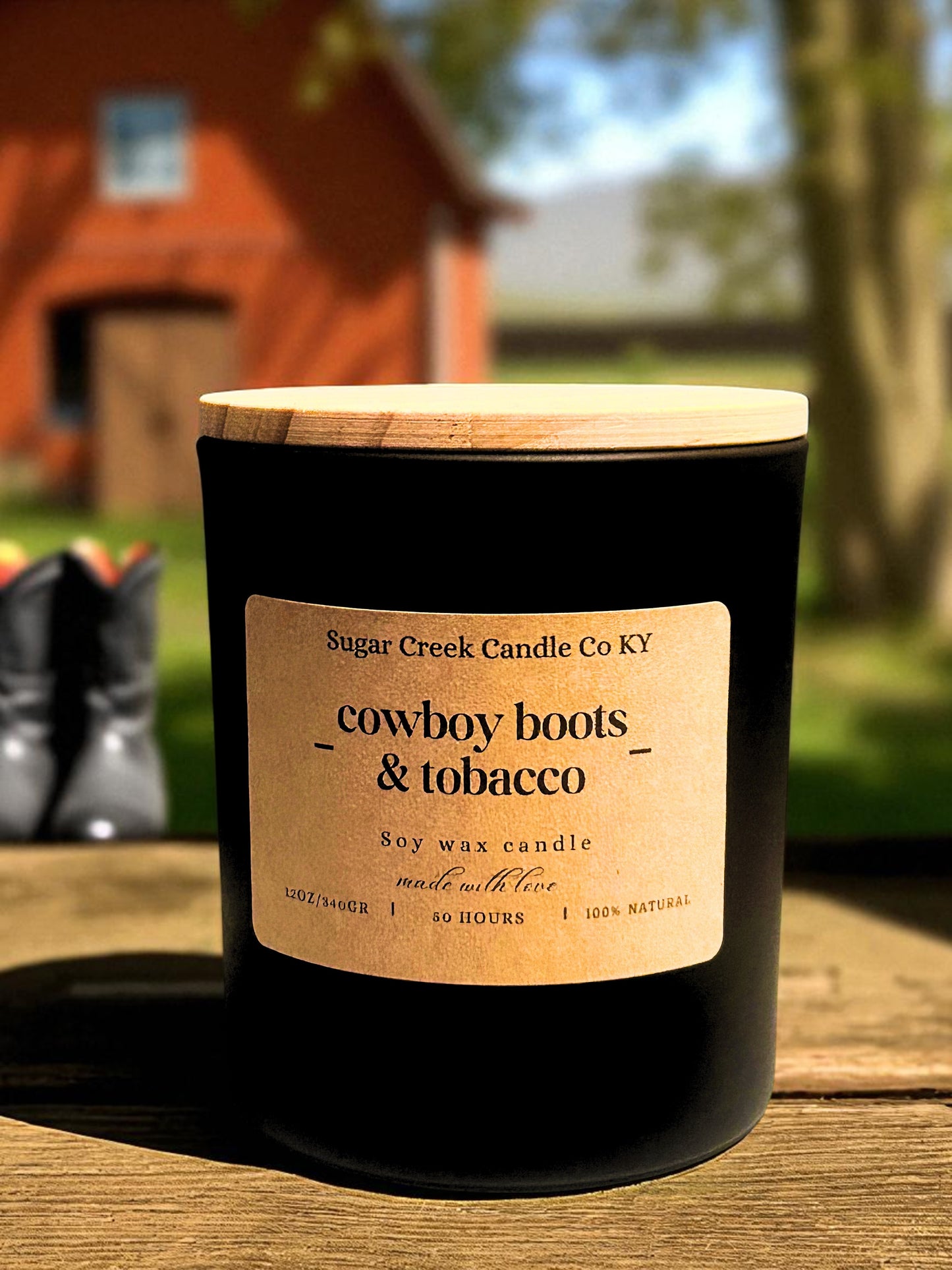 Cowboy Boots & Tobacco - soy wax candles, leather, incense, amber and vanilla tobacco