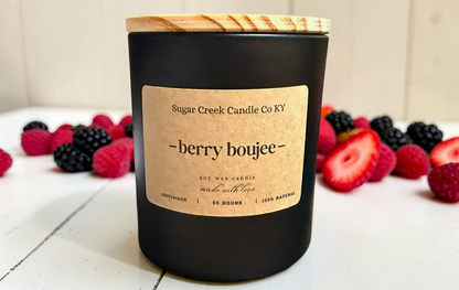 Berry Boujee- Soy wax candle, Black raspberry, strawberry, black cherry, and vanilla