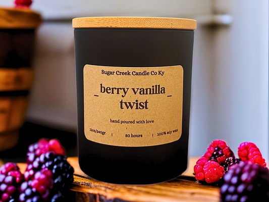 Berry Vanilla Twist - Soy wax candle, Black raspberry, strawberry, black cherry, and vanilla