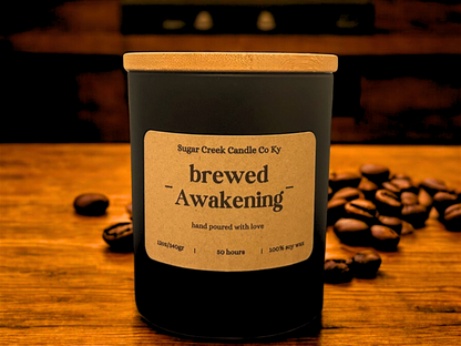 Brewed Awakening - Soy wax candle, Hazelnut, coffee, coconut, vanilla, and maple