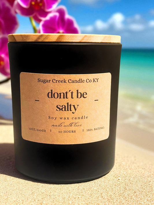 Don't be Salty - soy wax candle, ozone, orange, sea salt, freesia, tonka bean and amber