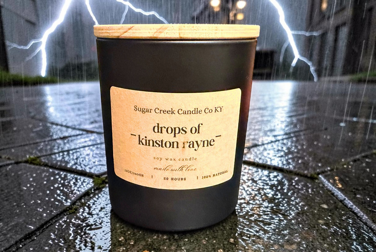 Drops of Kinston Rayne - soy candle, rain drops, jasimine, fresh air, and fresh floral