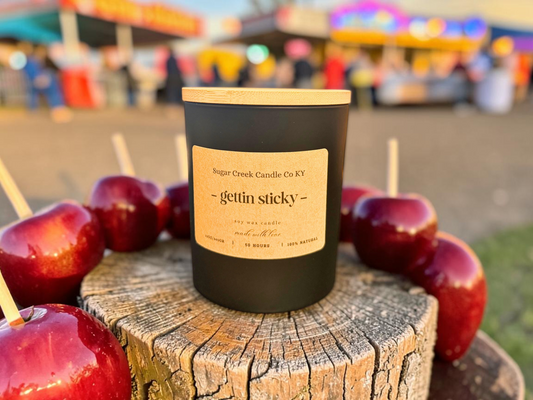 Gettin Sticky - soy wax candle, creamy caramel, apple, almond, cinnamon, butter, and vanilla sugar