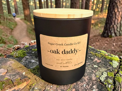 Oak Daddy - soy candle, oak, cedar wood, sandalwood, bergamot, musk, and juniper berry