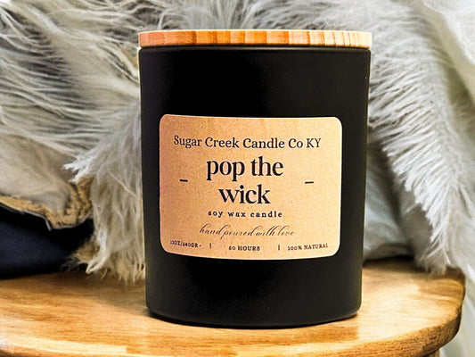 Pop the Wick - Soy wax candle, mixed berries, tangerine, green floral, lily, and sweet vanilla