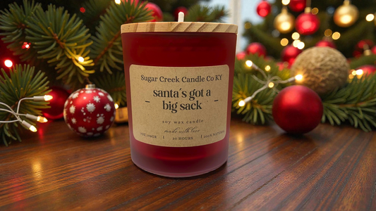 Santa's got a big sack - soy candle, cinnamon, ginger, orange peel, clove, pine, and fir