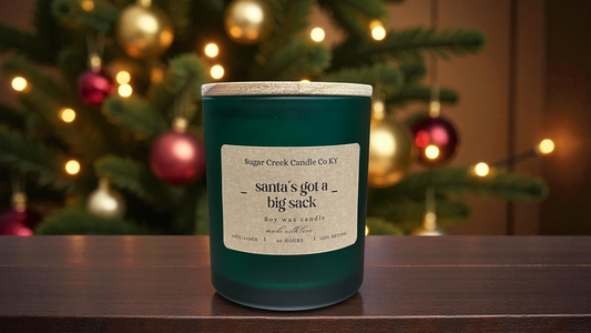 Santa's got a big sack - soy candle, cinnamon, ginger, orange peel, clove, pine, and fir