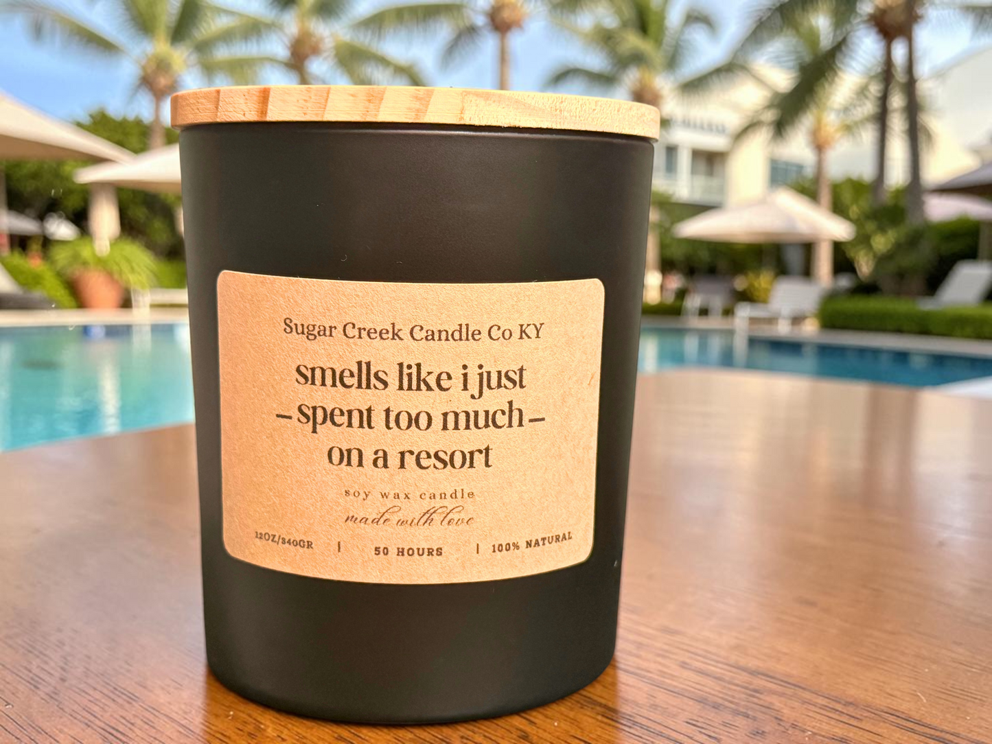 Smells like I just spent too much on a Resort - soy wax candle, fresh star fruit, fragipan, water lily, coconut, and white musk