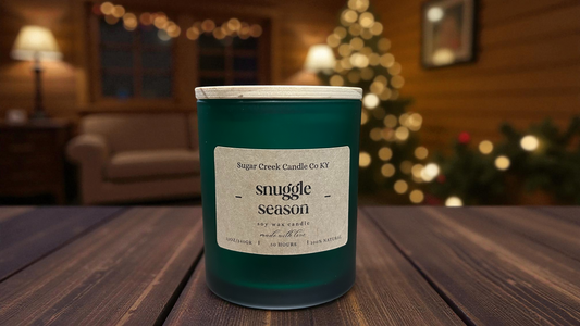 Snuggle Season - soy wax candle, winter berries, wood notes, snow covered pine needles, velvet moss, and vanilla musk