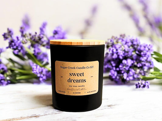 Sweet Dreams - Soy wax candle, lavender, citrus, bergamot, camphor, powder, and cedar