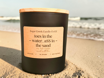 Toes in the Water, A$$ in the Sand - soy wax candle, bright citrus, sweet florals, and spicy vanilla